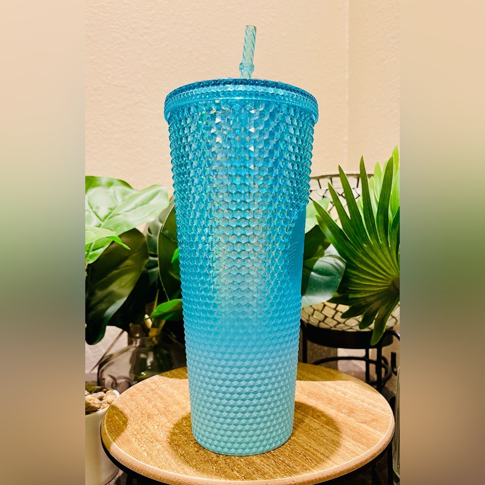 Starbucks Ombré Aqua Splash Oil Slick Blue Tumbler Studded 24oz Venti Tumbler - Picture 6 of 13